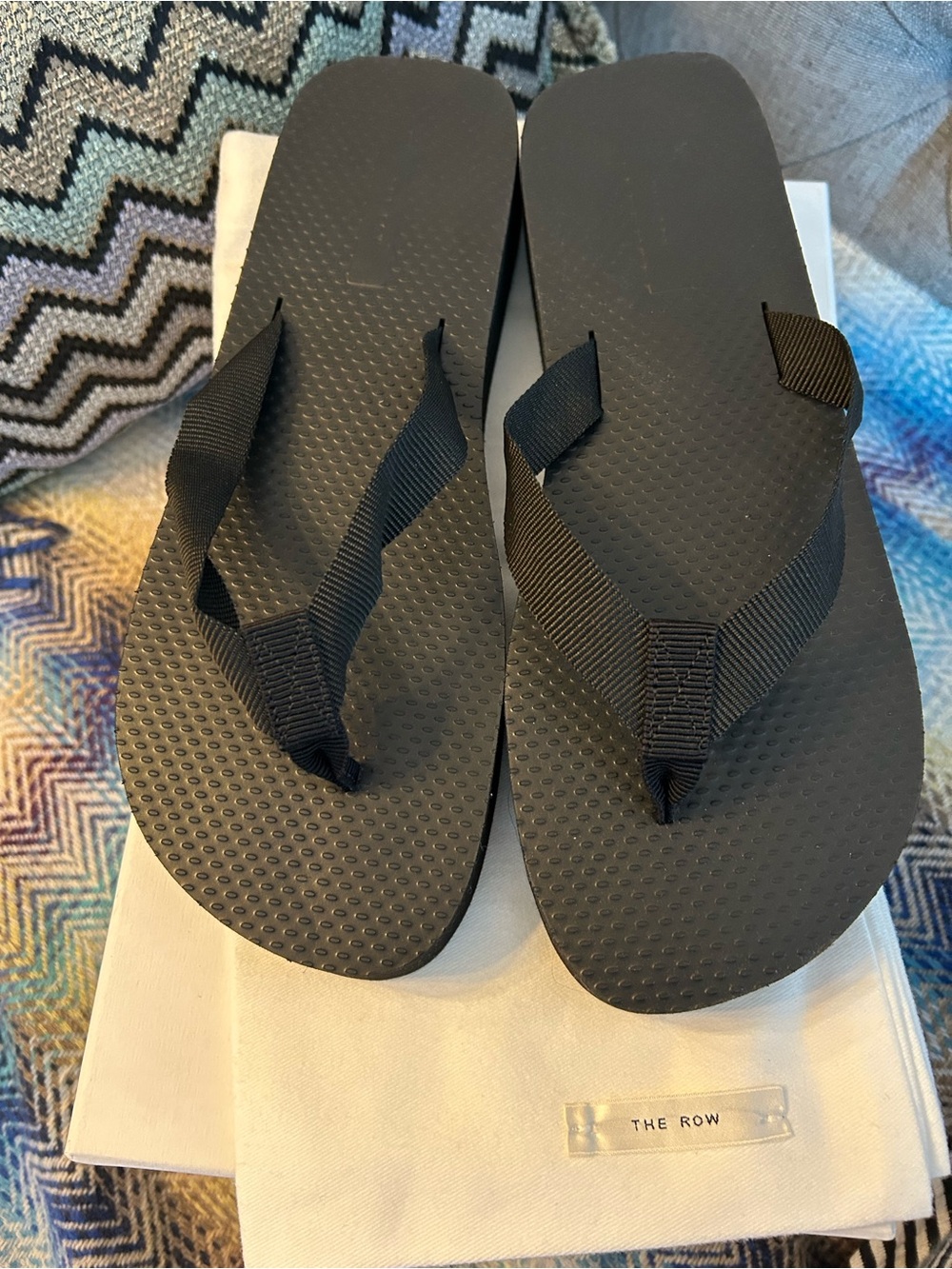 The Row Dune Black Flatform Thong Sandals